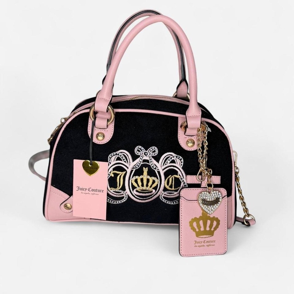 NWT Juicy Couture Lovers Club Bowler Bag Black Pink 2025 Y2K Coquette Crossbody